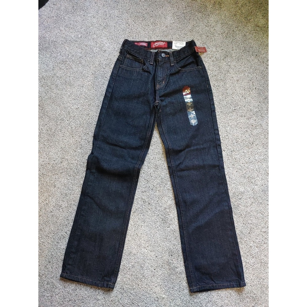 New Arizona Jean Boys Jeans Sz 12 Slim Orginal Fit Straight Leg Denim Dark Wash